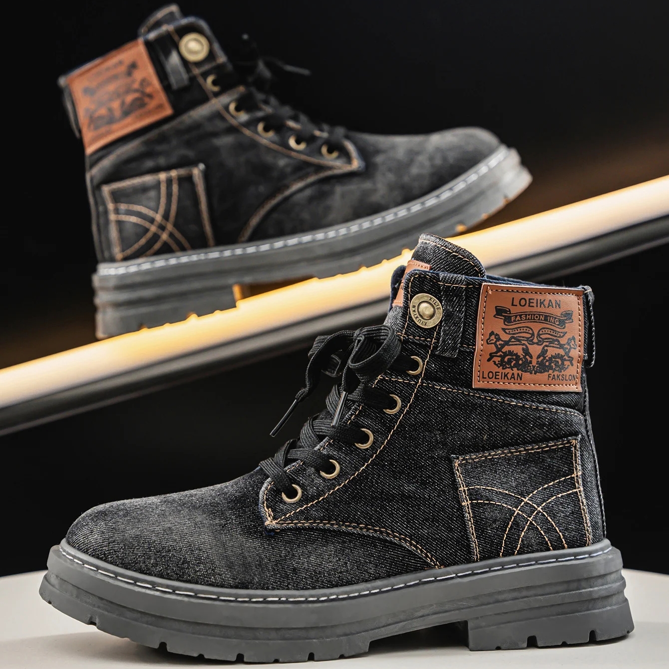 Winston Men's Rugged Denim Boots – Durable High-Cut Design for All-Day Comfort